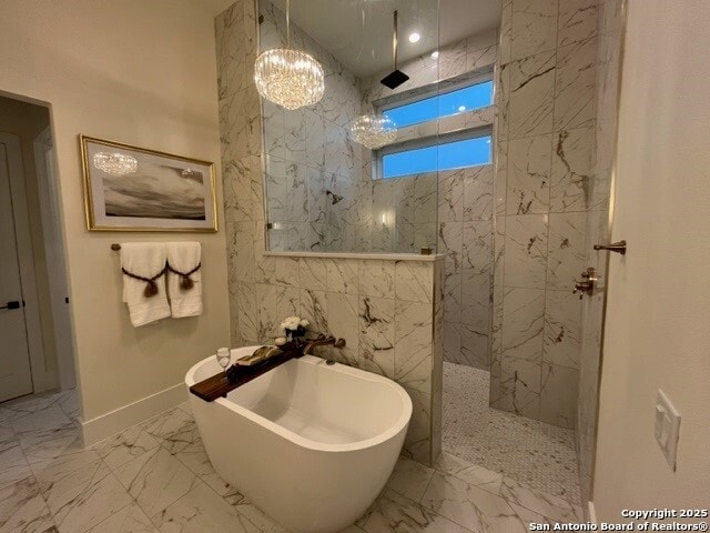 bathroom with plus walk in shower