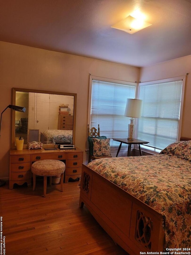 bedroom featuring light hardwood / wood-style flooring