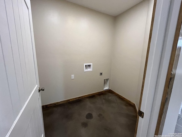 laundry area featuring laundry area, hookup for a washing machine, baseboards, and hookup for an electric dryer