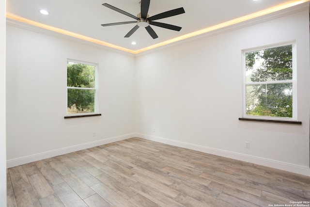 19402 Easy Oak, San Antonio, TX 78258 - unfurnished room featuring recessed lighting, ceiling fan, ornamental molding, and light wood finished floors