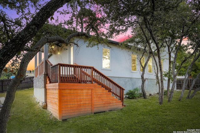 19402 Easy Oak, San Antonio, TX 78258 - exterior space featuring fence, a lawn, and stairway