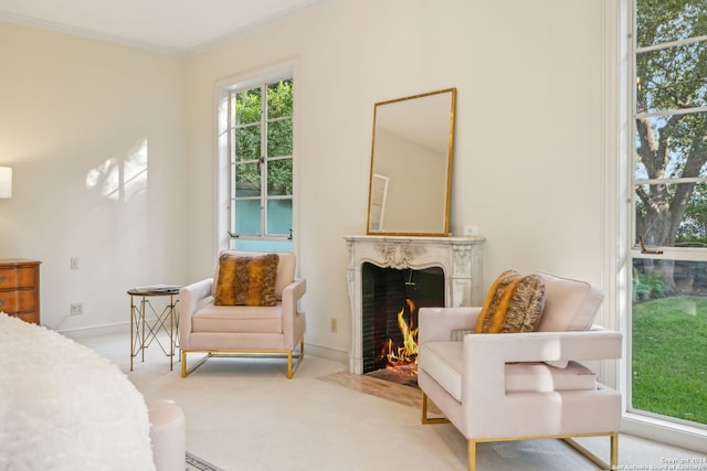 bedroom featuring carpet flooring and ornamental molding