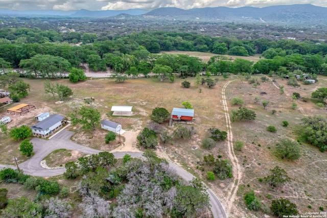 aerial view with a mountain view