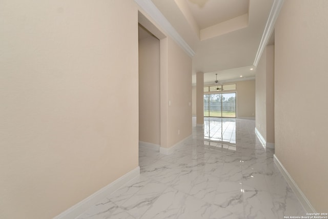 corridor with crown molding