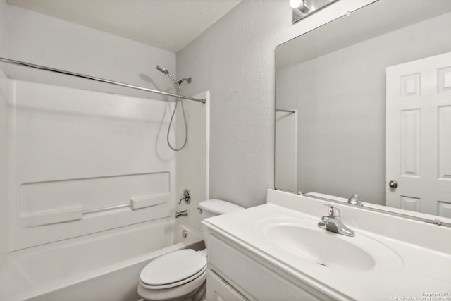 full bathroom featuring vanity, toilet, and shower / tub combination