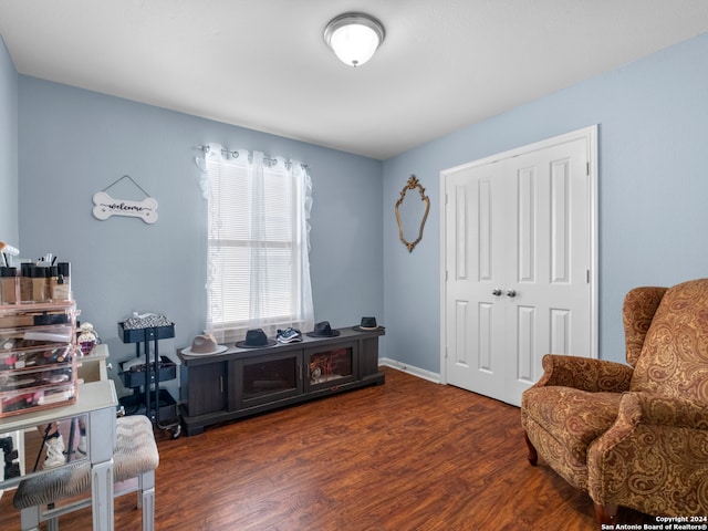 interior space with dark hardwood / wood-style flooring