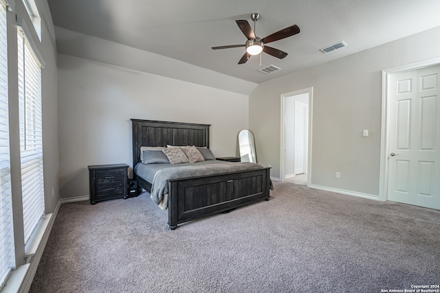 bedroom with carpet floors and ceiling fan