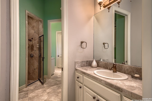 bathroom featuring vanity and walk in shower