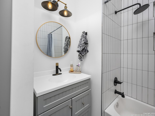 bathroom with vanity and shower / bath combo