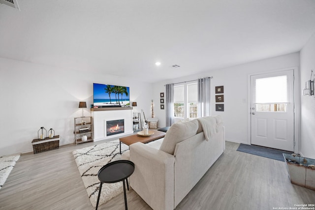 living room featuring light hardwood / wood-style floors