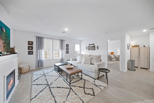 living room with light hardwood / wood-style floors