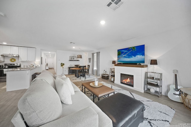 living room featuring light hardwood / wood-style flooring