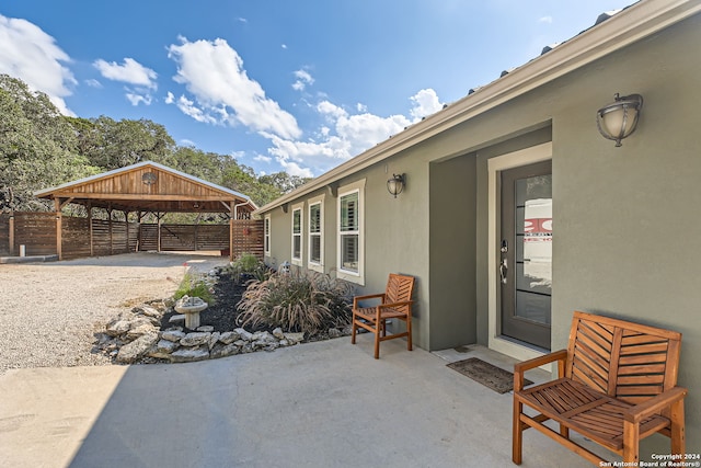 view of patio featuring a gazebo