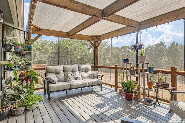 deck with an outdoor hangout area