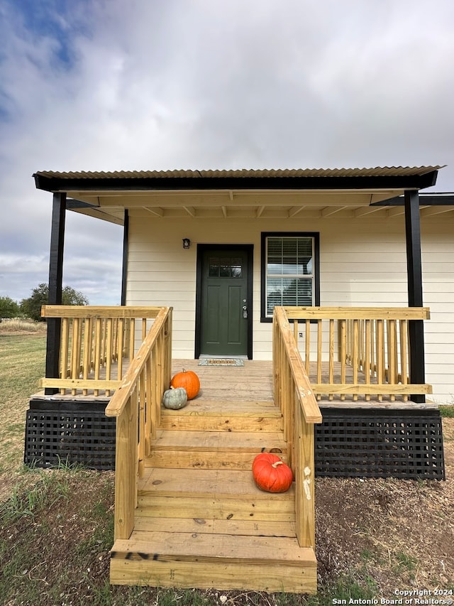 wooden deck with covered porch