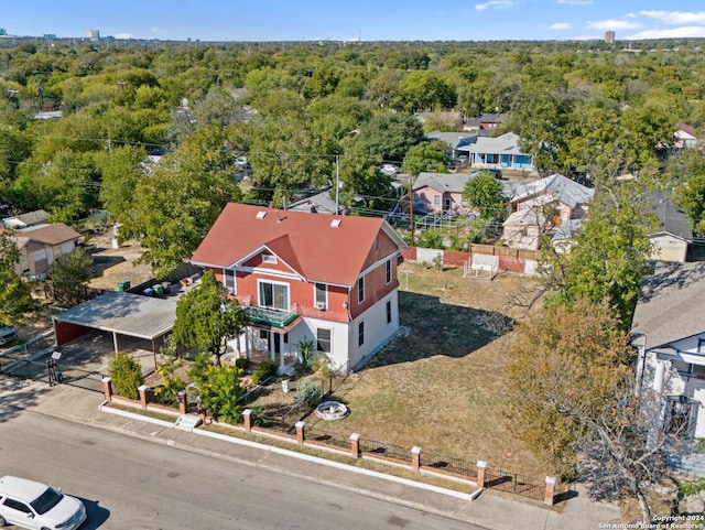 1315 Alametos, San Antonio, TX 78201 - aerial view of property and surrounding area with a heavily wooded area