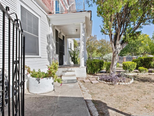 doorway to property with a balcony