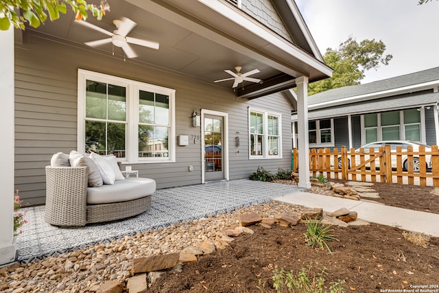 view of patio / terrace featuring ceiling fan