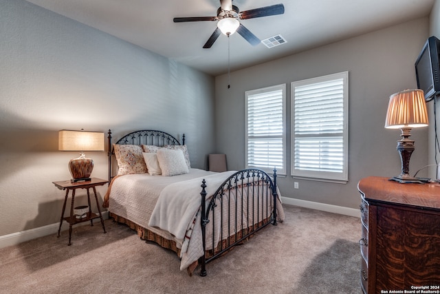 bedroom with carpet and ceiling fan