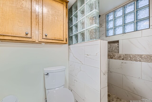 bathroom featuring toilet and walk in shower