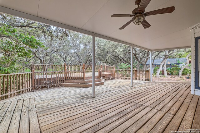 deck featuring ceiling fan