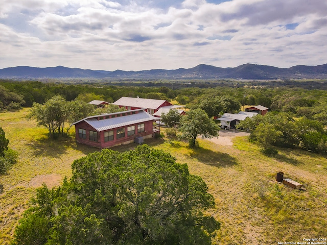 drone / aerial view with a mountain view