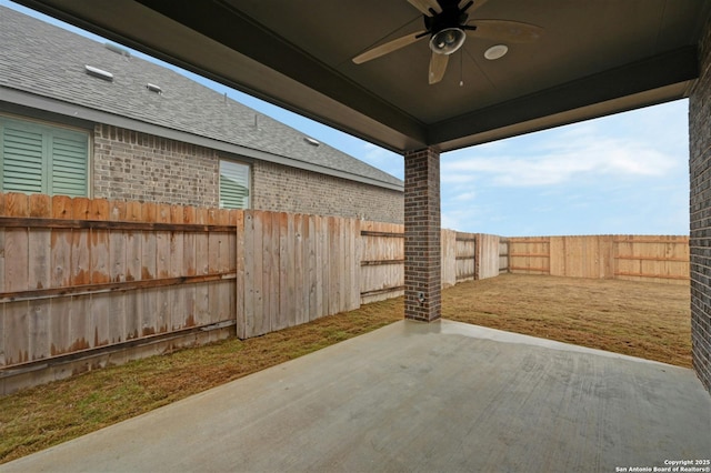 view of patio / terrace with ceiling fan