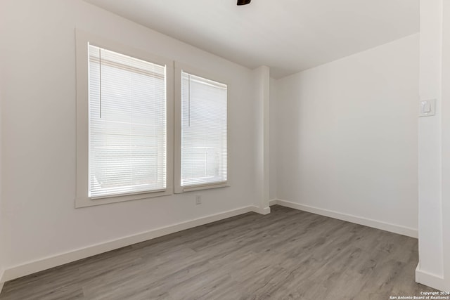 spare room with light hardwood / wood-style flooring and a healthy amount of sunlight