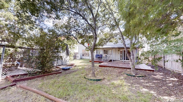 view of yard with a deck