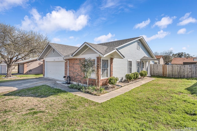 8722 Ridge Moon Dr, San Antonio, TX 78239 - view of front facade with concrete driveway, brick siding, an attached garage, and a shingled roof