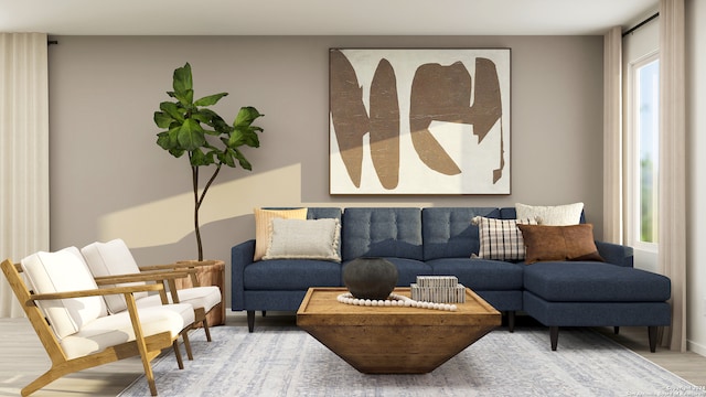 living room with wood-type flooring