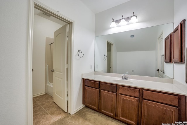 3718 Willow Walk, San Antonio, TX 78259 - bathroom featuring vanity, shower / bathtub combination, and tile patterned flooring
