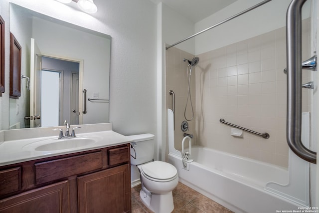 3718 Willow Walk, San Antonio, TX 78259 - bathroom with shower / washtub combination, vanity, toilet, and tile patterned flooring