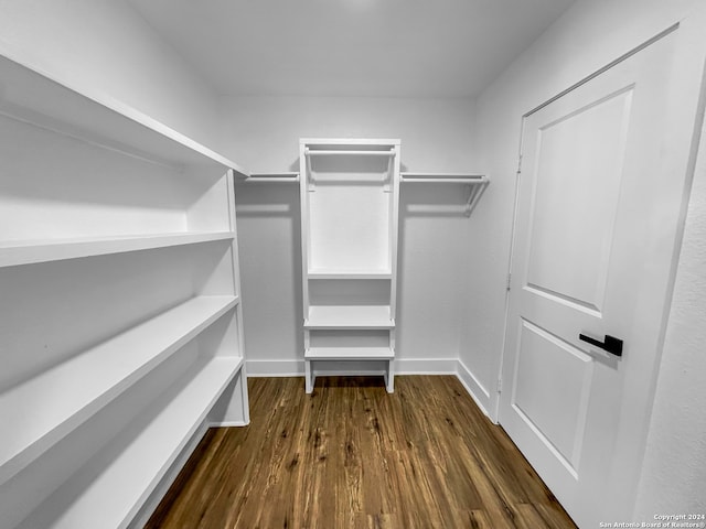 walk in closet featuring dark hardwood / wood-style floors