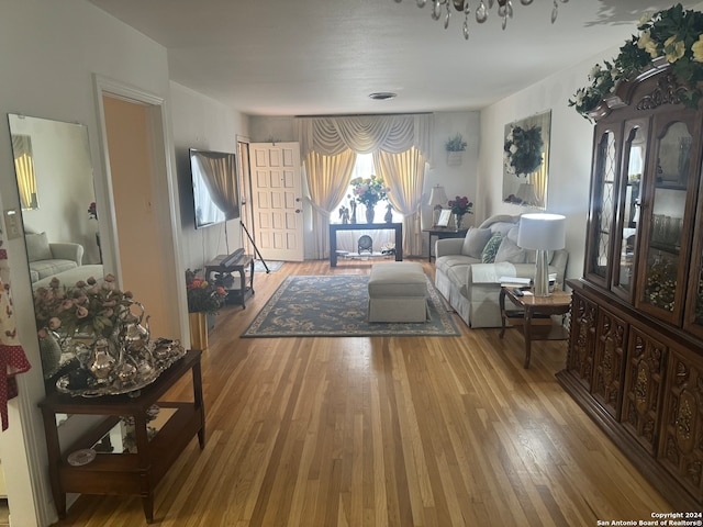 living room with hardwood / wood-style flooring