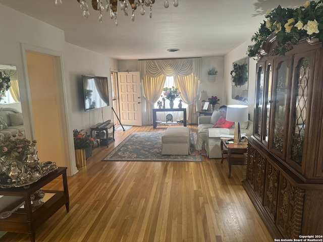 living room with light hardwood / wood-style floors