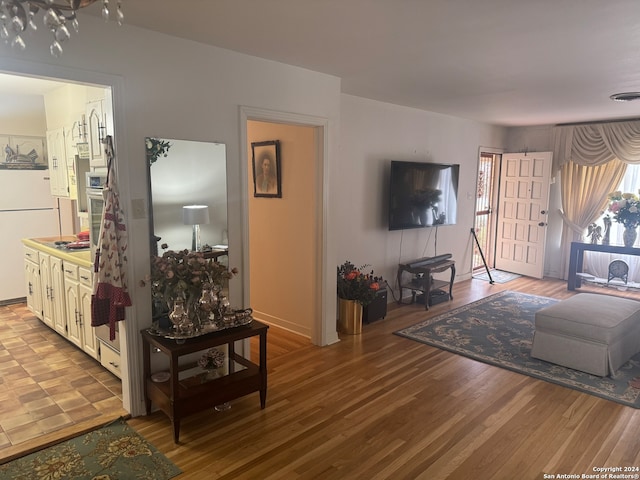 living room featuring light hardwood / wood-style floors