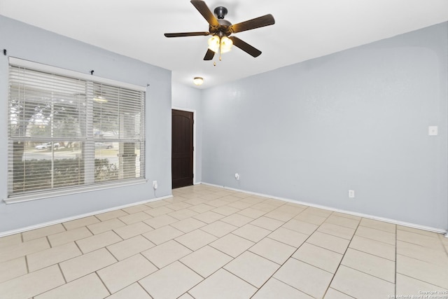 unfurnished room with ceiling fan