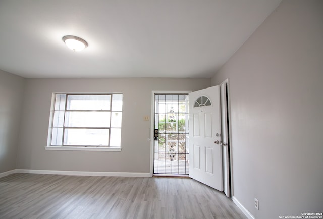 entrance foyer with light hardwood / wood-style floors