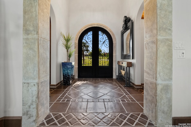 foyer featuring french doors