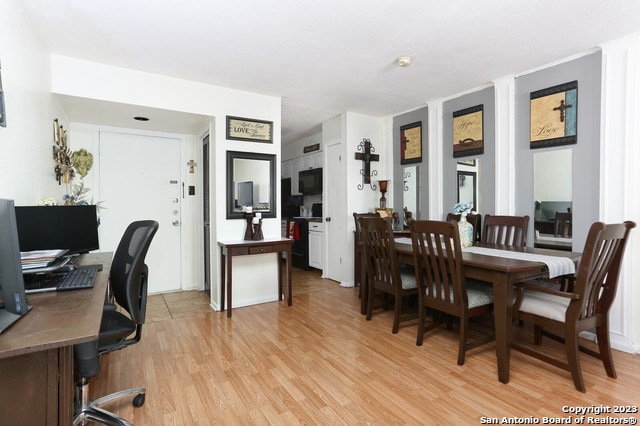 office space featuring light hardwood / wood-style flooring