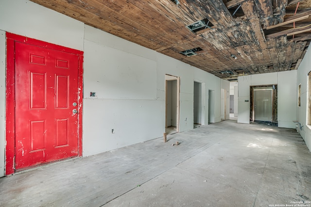 interior space with wood ceiling