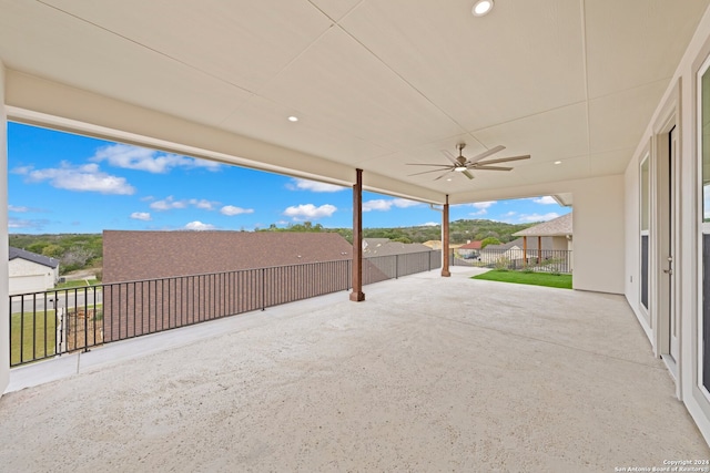 view of patio with ceiling fan