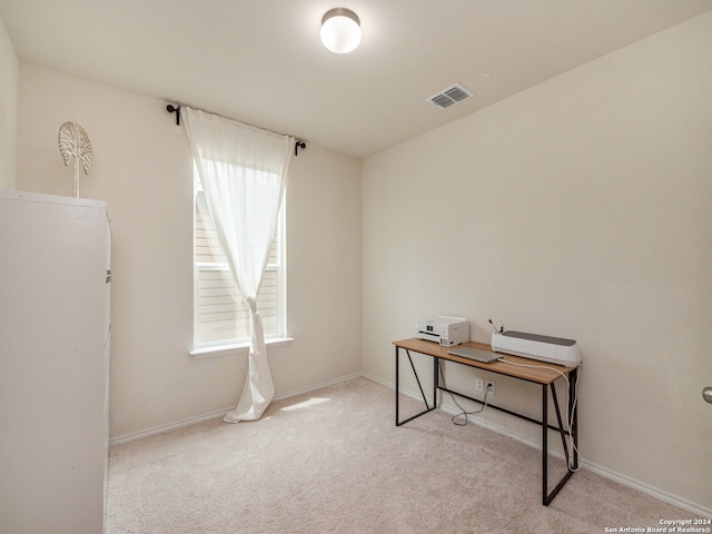 view of carpeted office space