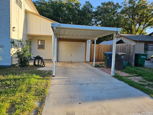 exterior space with a carport