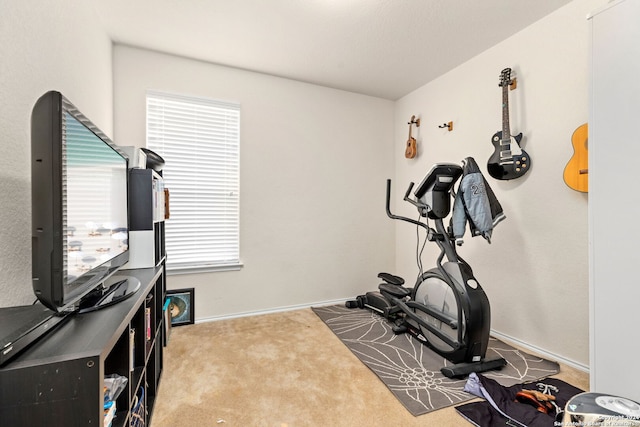 workout room with carpet floors