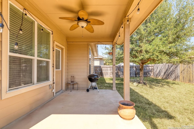 view of patio / terrace with ceiling fan