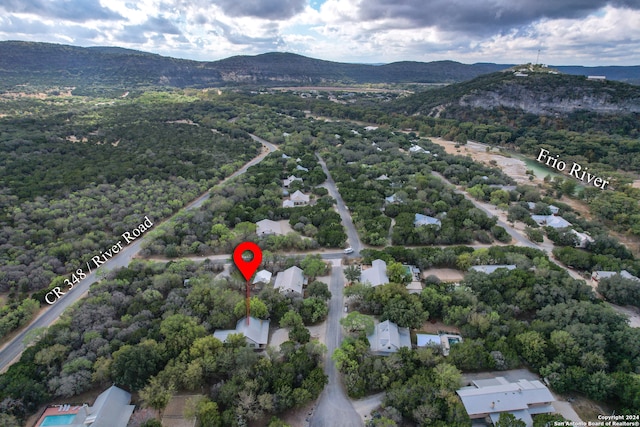 aerial view with a mountain view