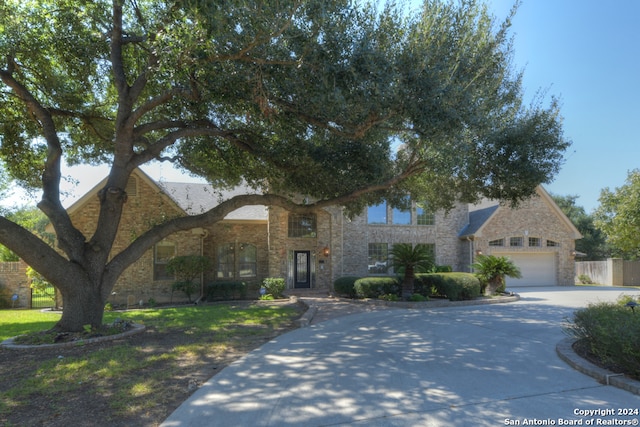 view of front of property with a garage