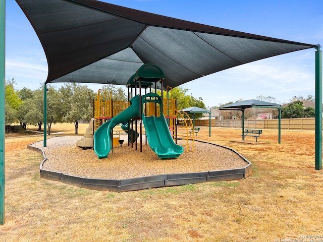 view of jungle gym featuring a gazebo